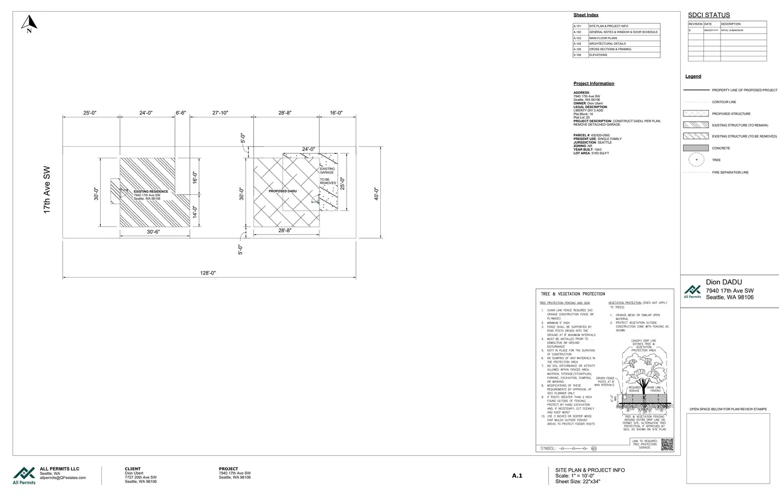 Site plan for 7940 17th Ave SW