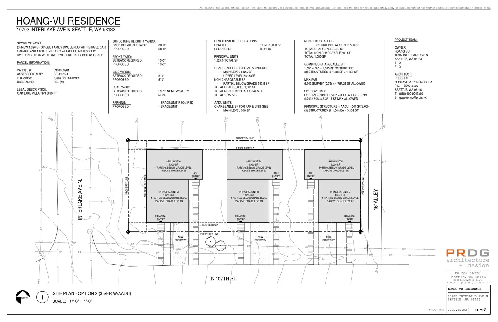 Site plan for 10702 Interlake Ave N