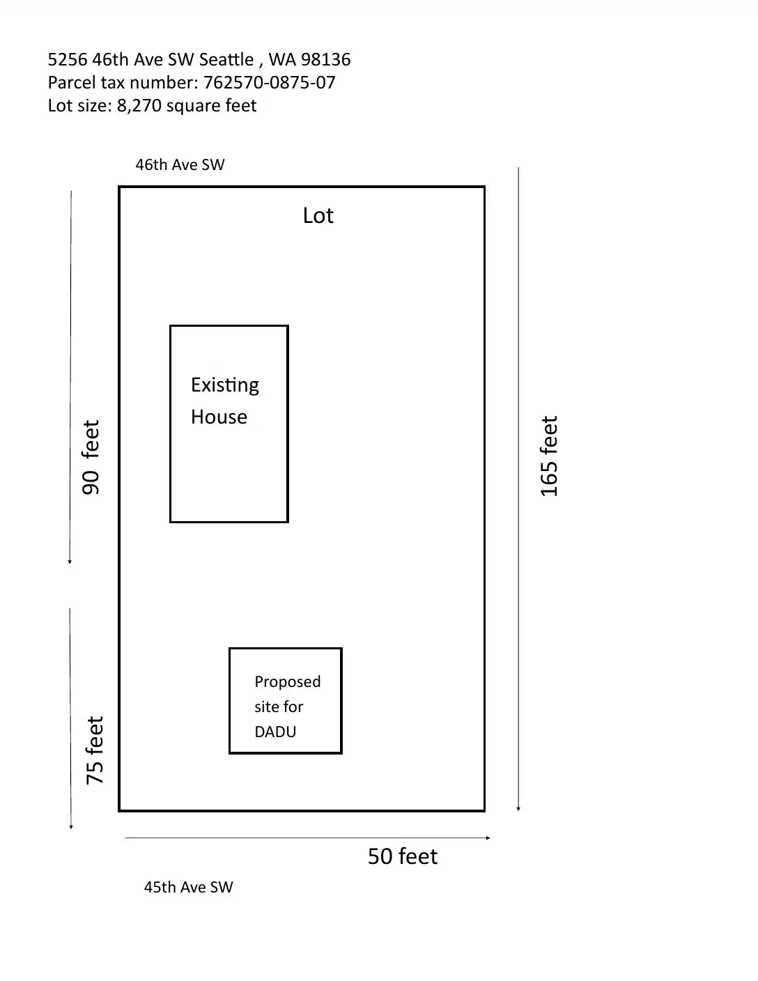 Site plan for 5256 46th Ave SW