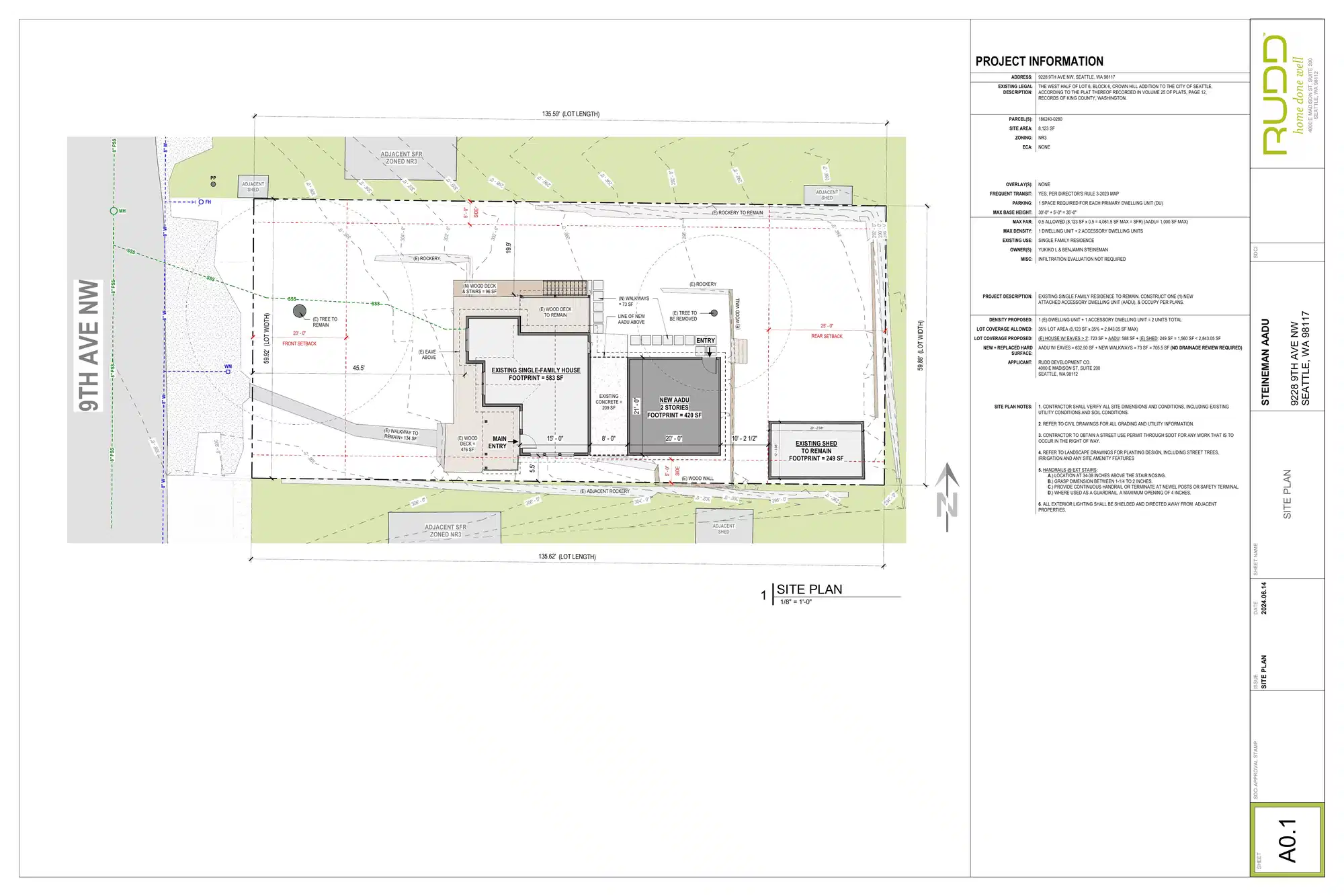 Site plan for 9228 9th Ave NW