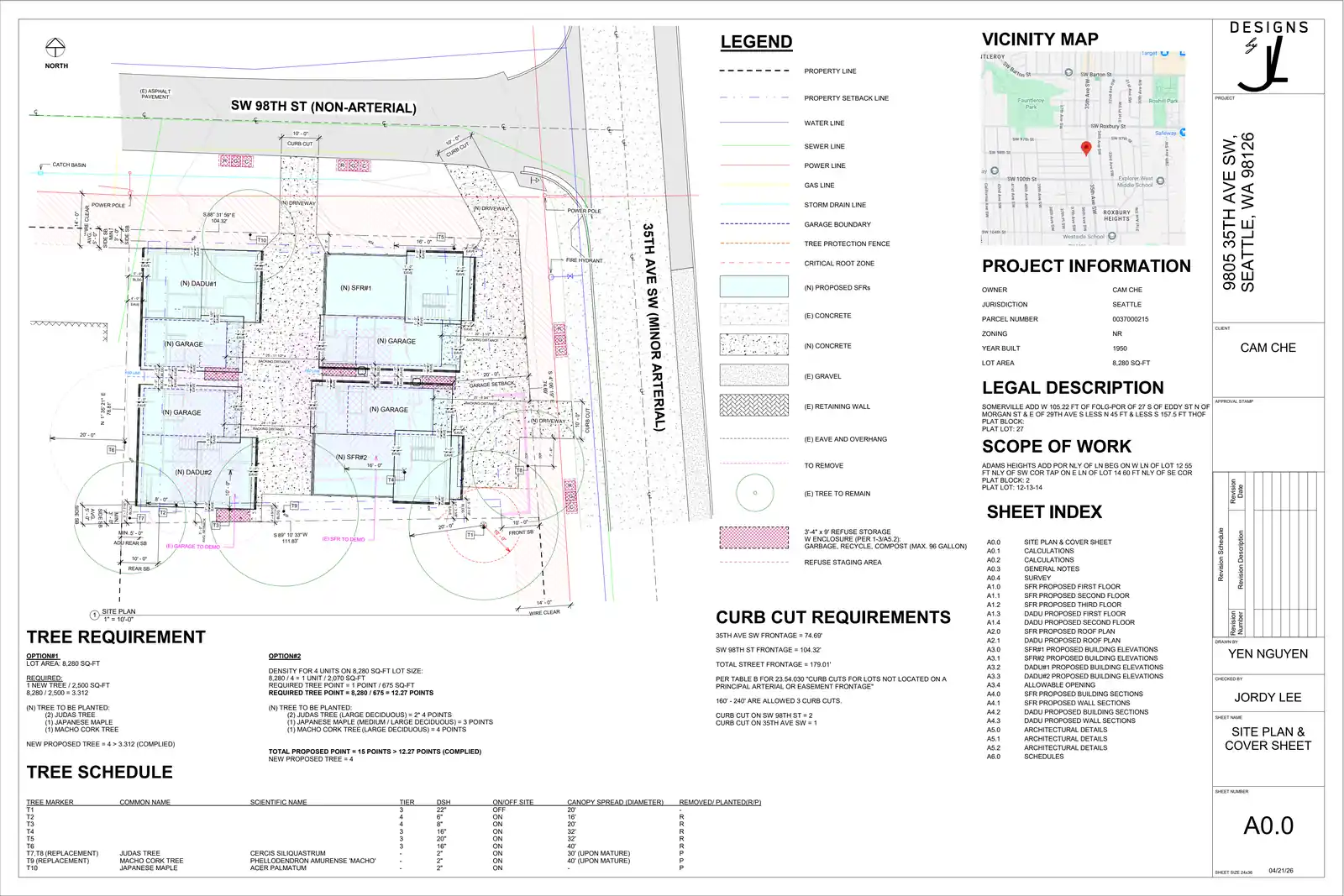 Site plan for 9805 35th Ave SW