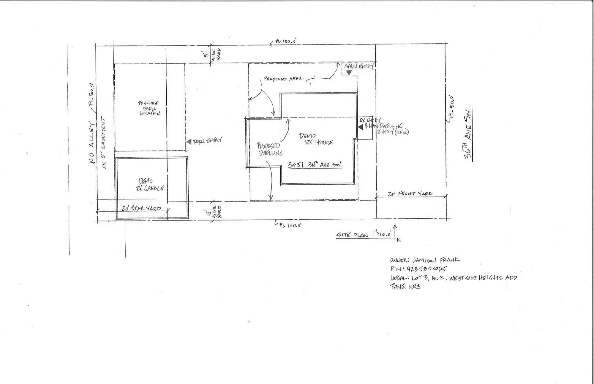 Site plan for 3451 36th Ave SW