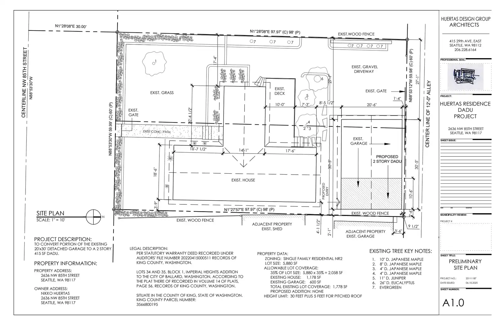Site plan for 2638 NW 85th St