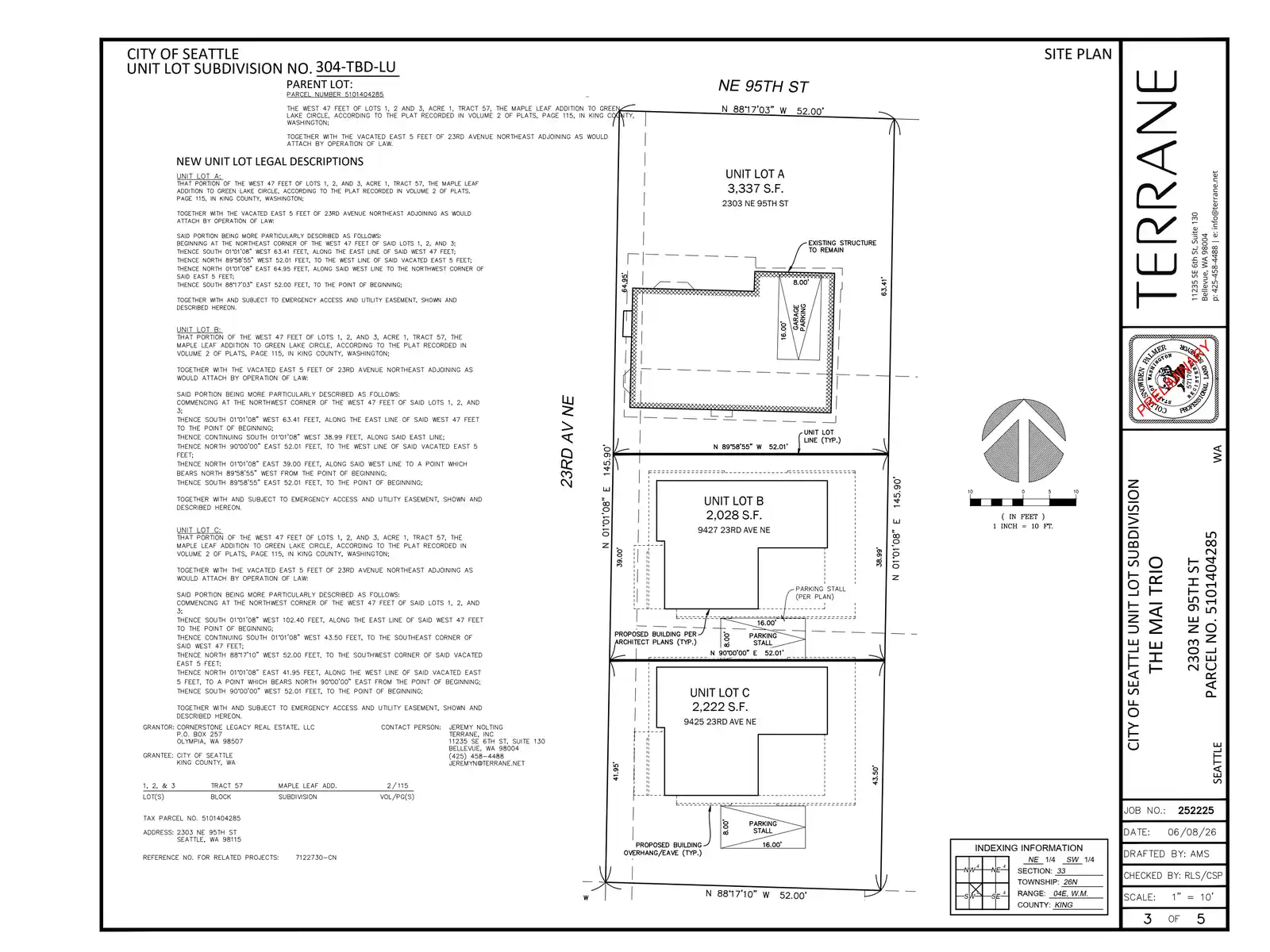 Site plan for 2303 NE 95th St