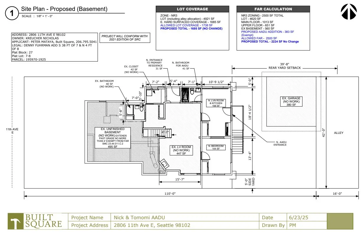Site plan for 2806 11th Ave E