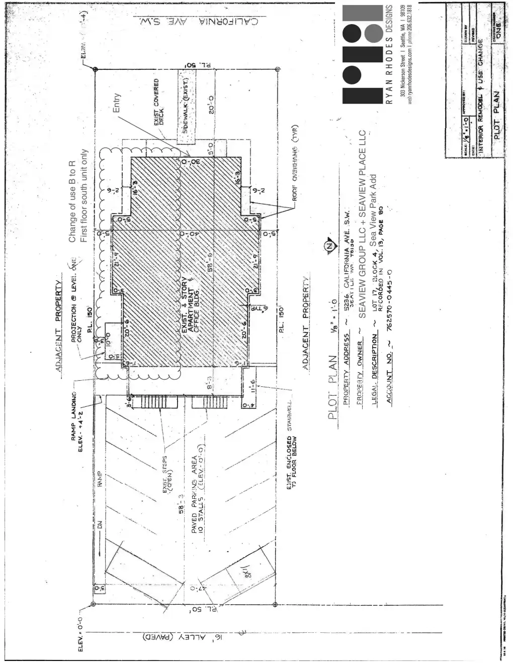 Site plan for 5236 California Ave SW