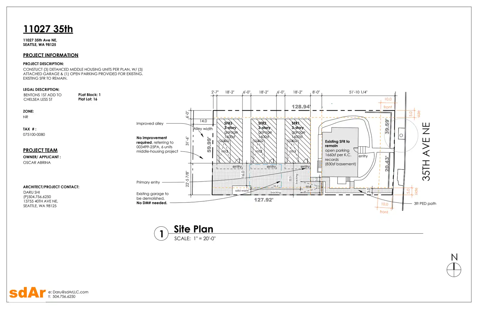 Site plan for 11027 35th Ave NE