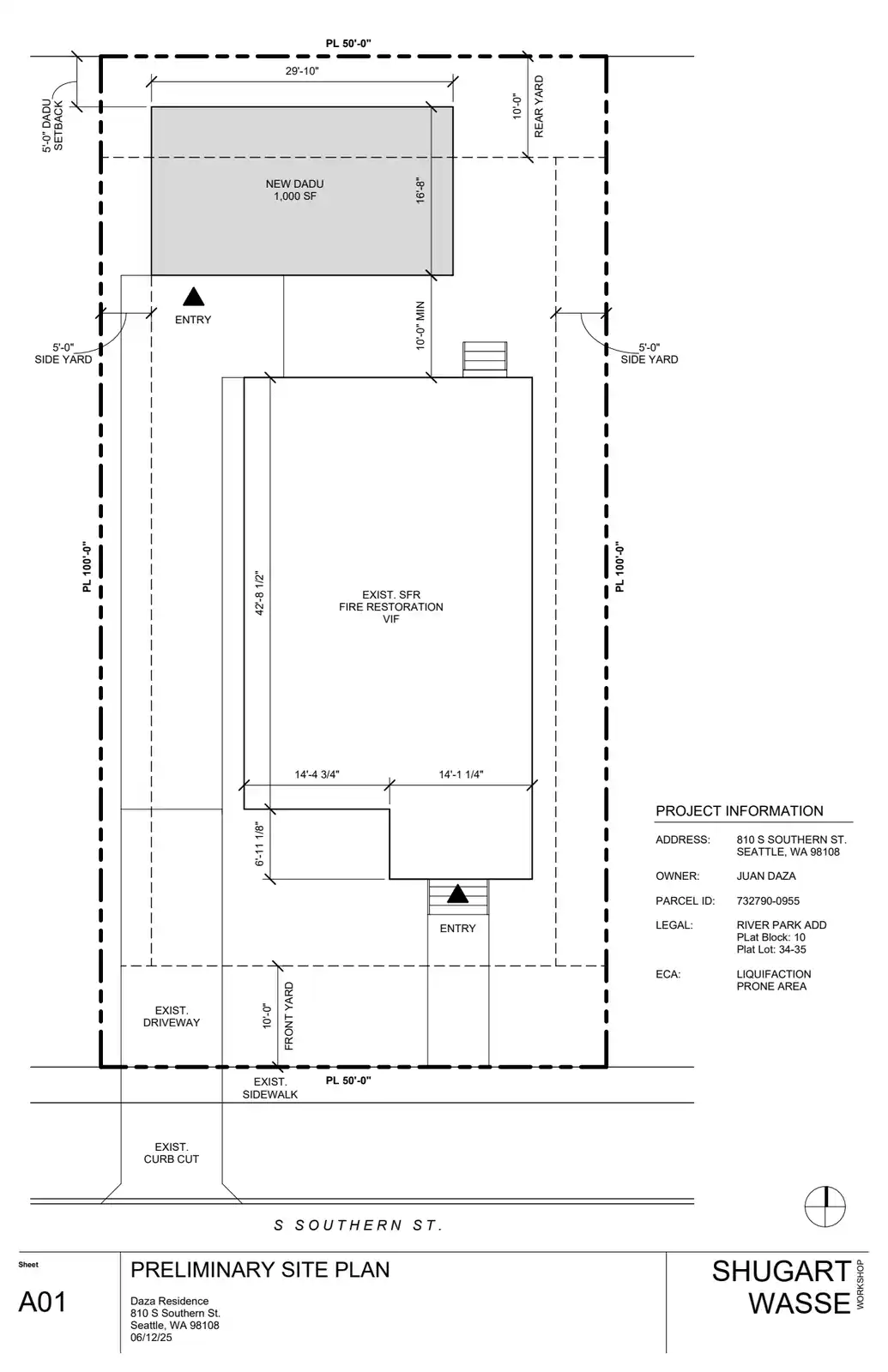 Site plan for 810 S Southern St