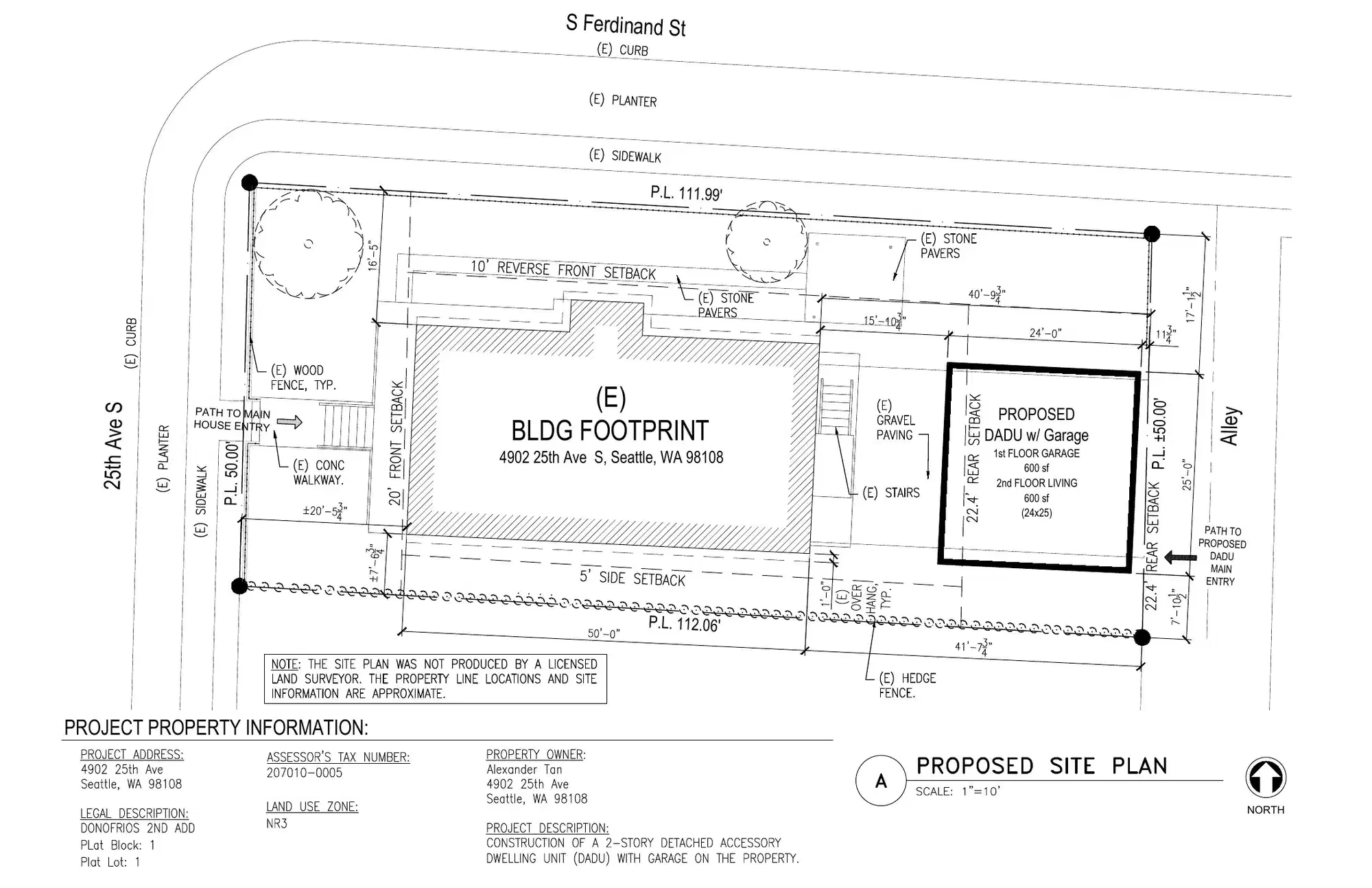 Site plan for 2505 S Ferdinand St