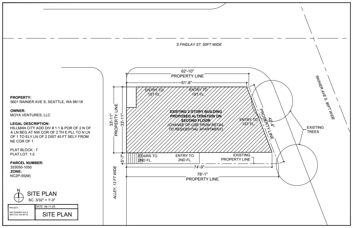 Site plan for 5601 Rainier Ave S