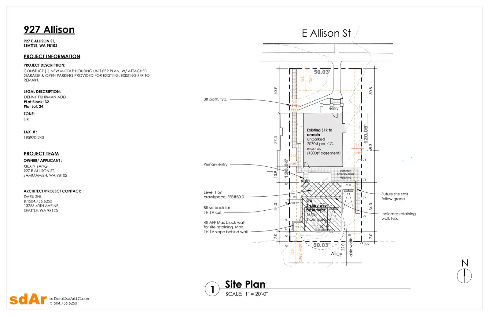 Site plan for 927 E Allison St