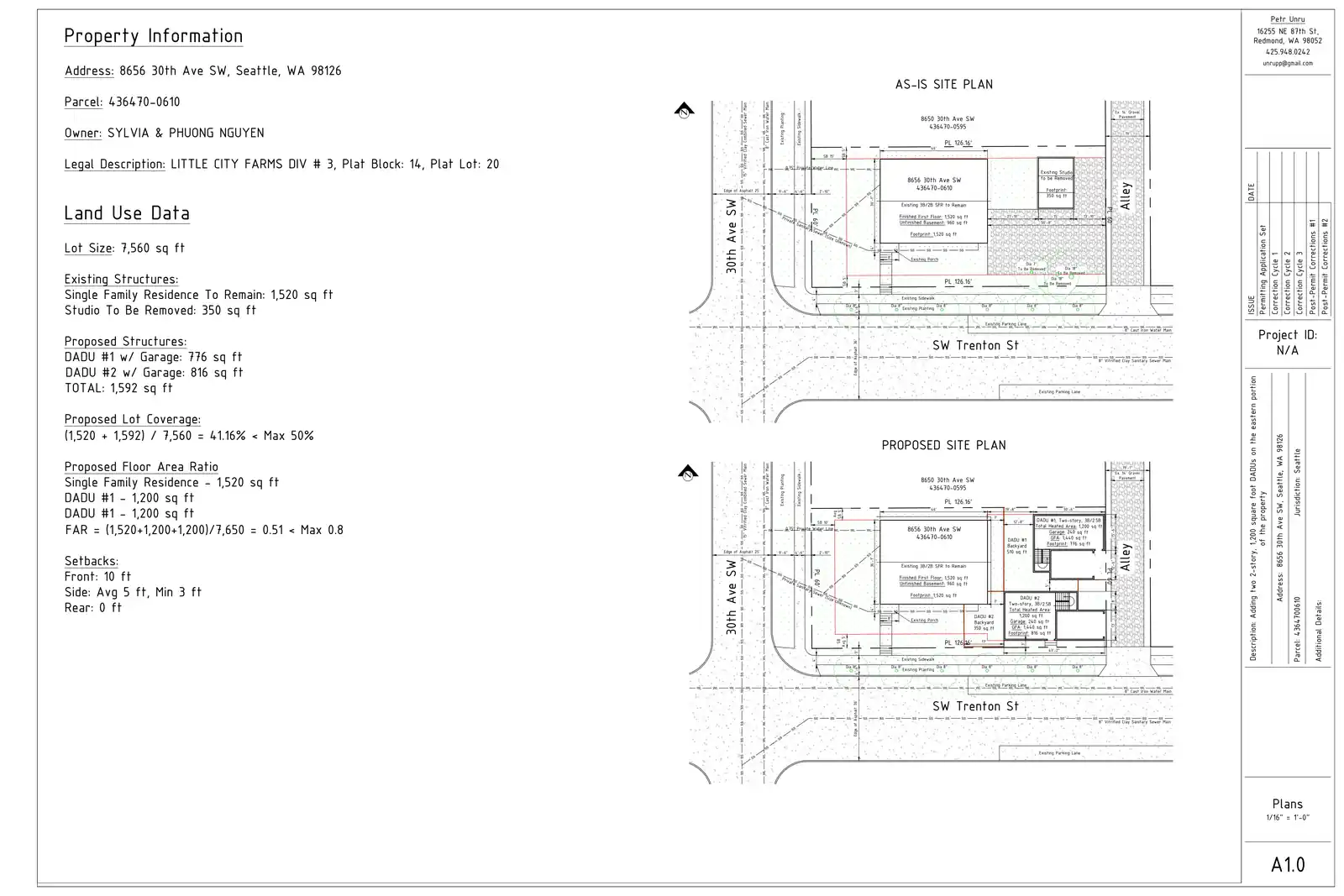 Site plan for 8656 30th Ave SW