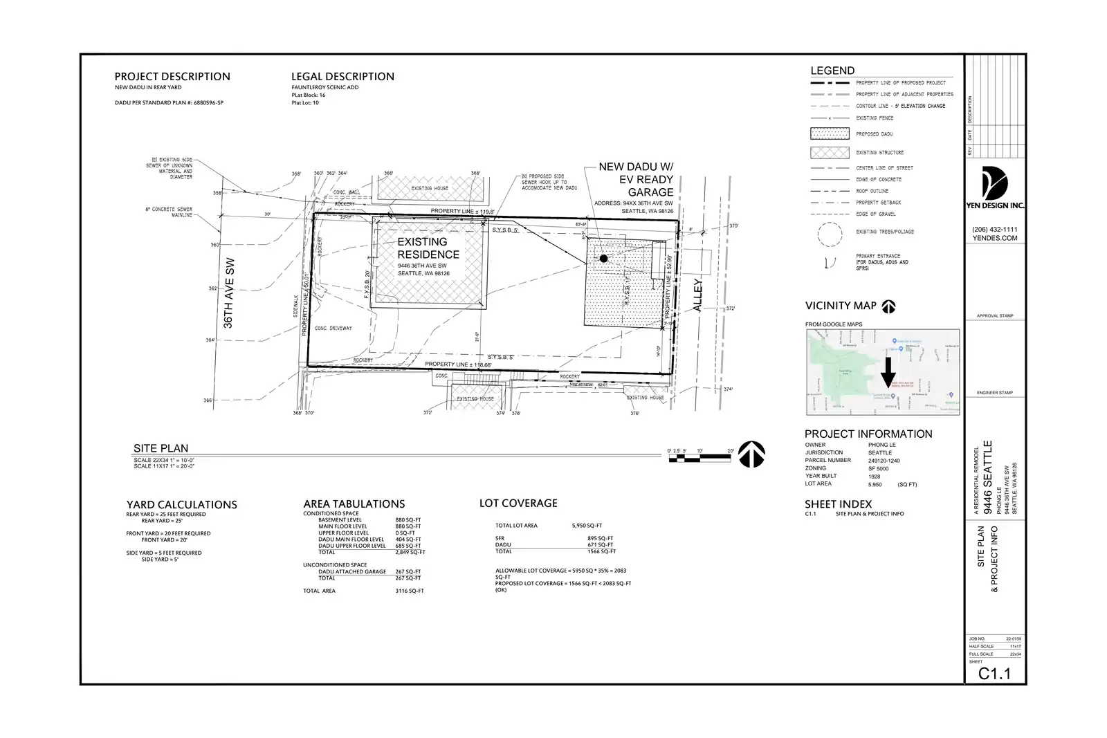 Site plan for 9448 36th Ave SW