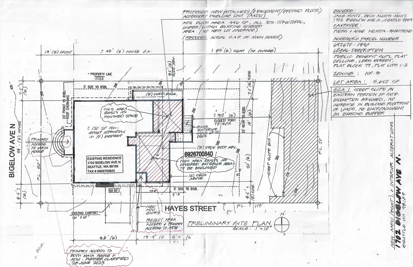 Site plan for 1702 Bigelow Ave N