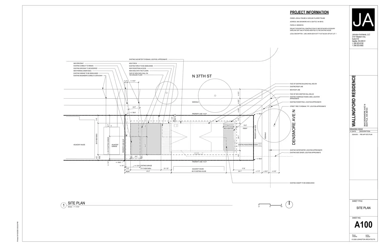 Site plan for 3645 Densmore Ave N