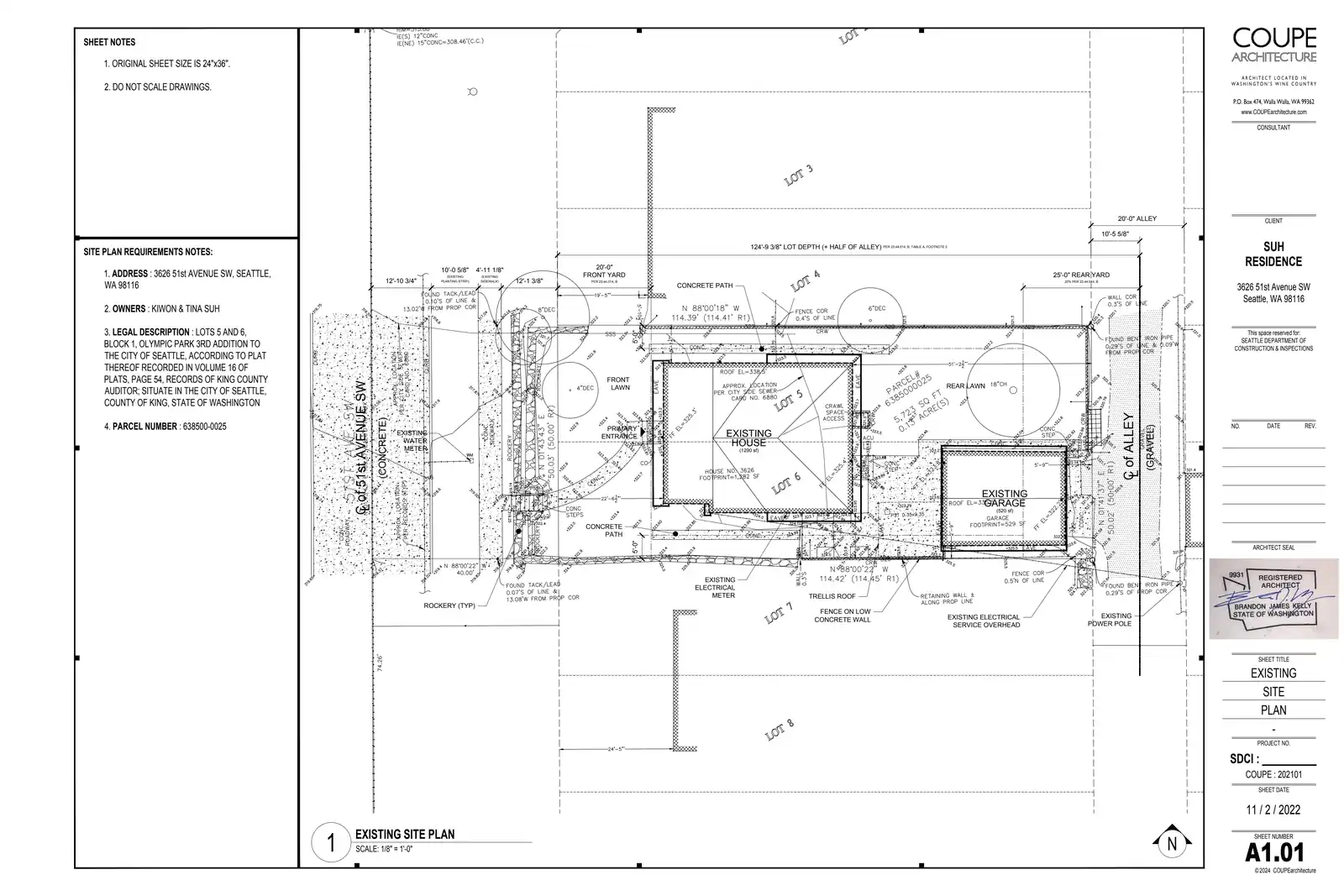 Site plan for 3626 B 51st Ave SW