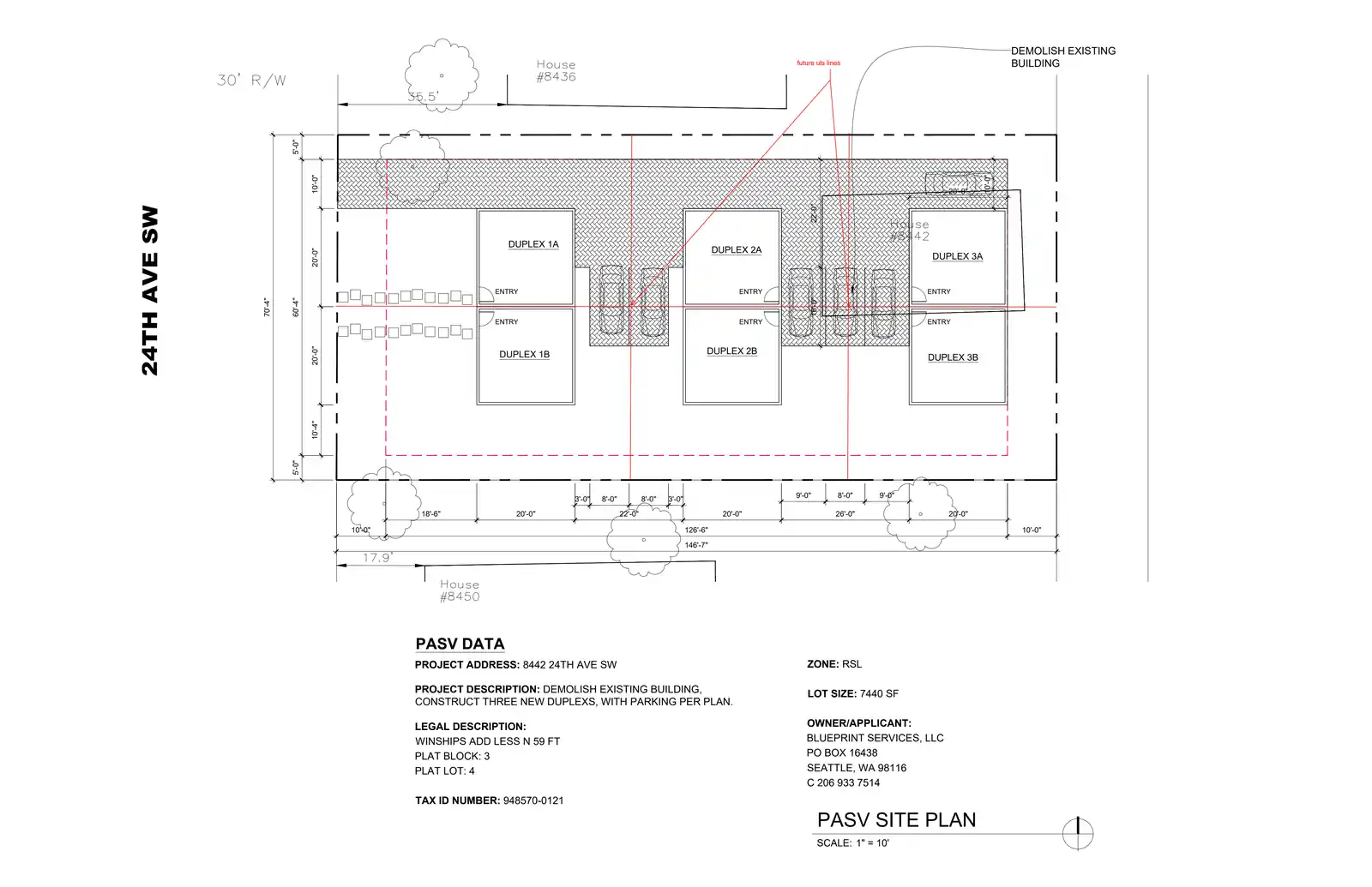 Site plan for 8442 24th Ave SW