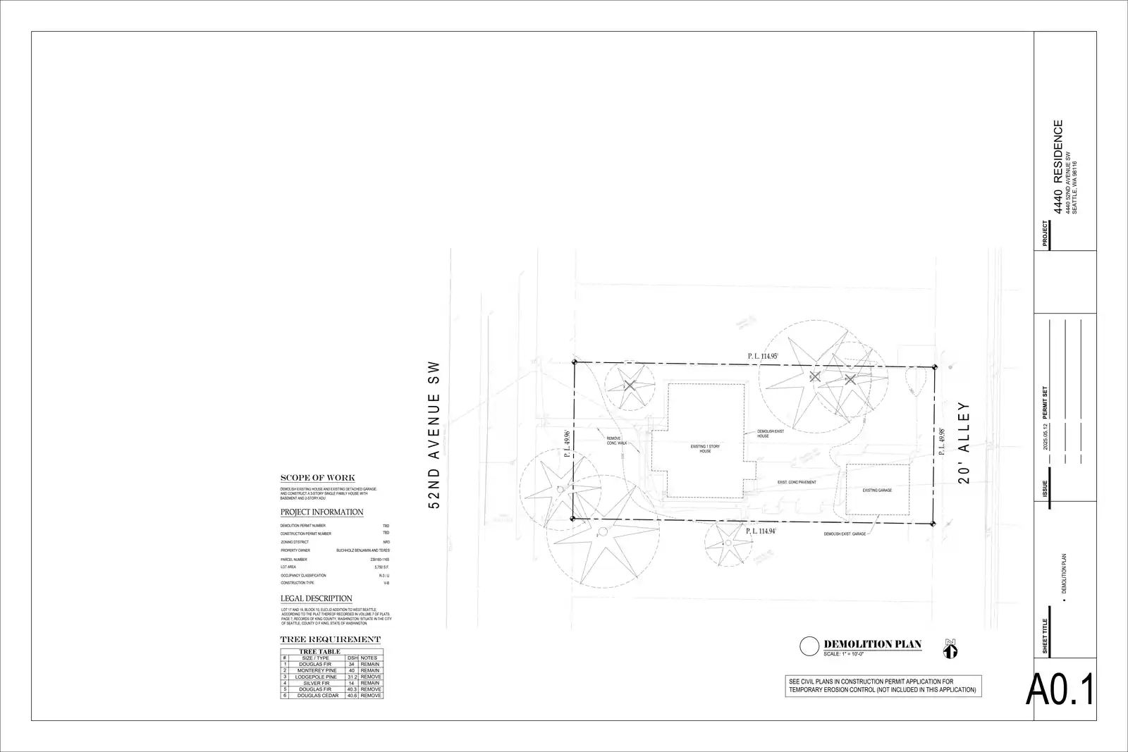 Site plan for 4440 52nd Ave SW