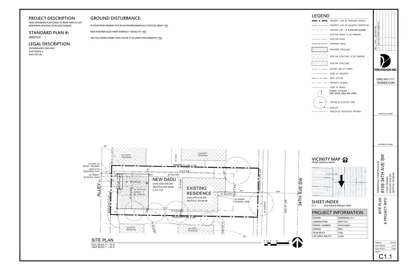 Site plan for 8107 34th Ave SW