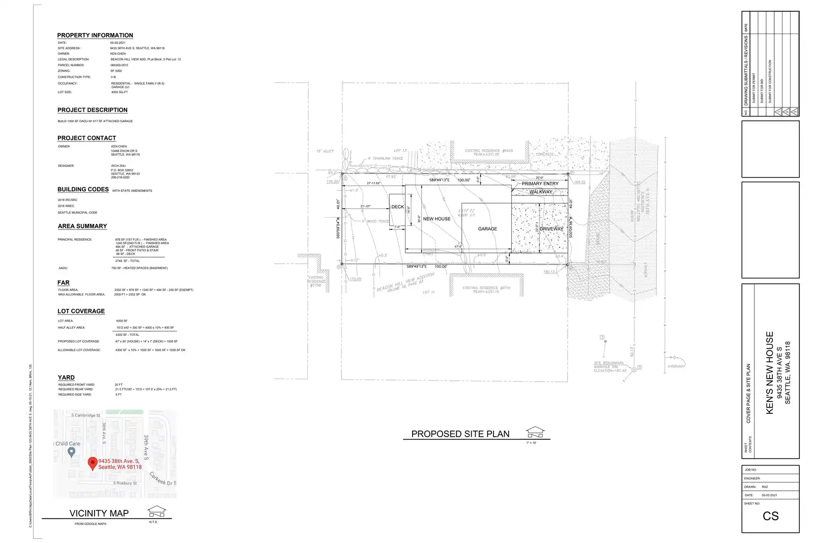 Site plan for 9435 38th Ave S