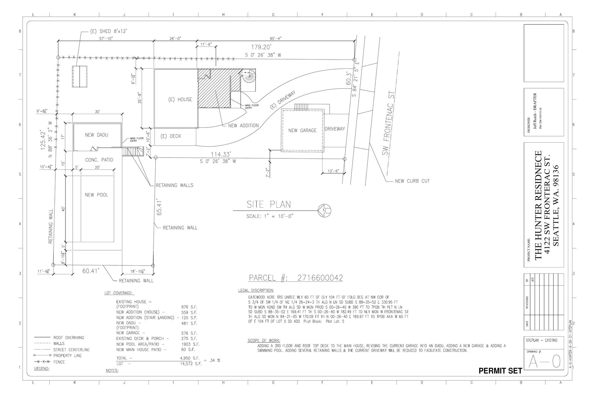 Site plan for 4122 SW Frontenac St