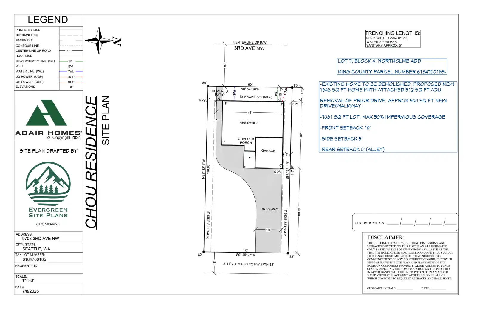 Site plan for 9708 3rd Ave NW