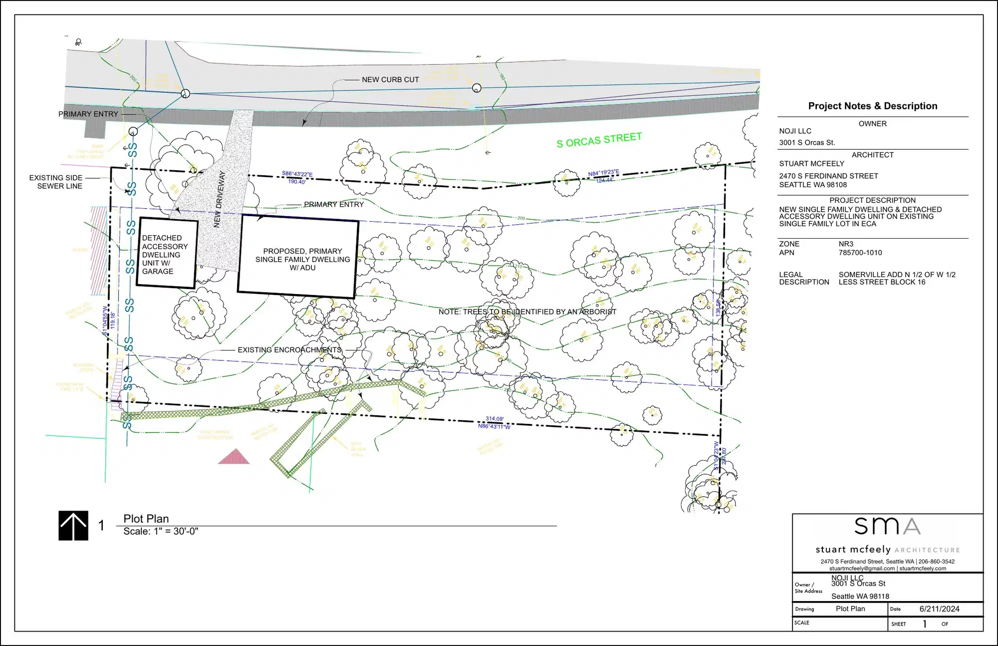 Site plan for 3001 S Orcas St