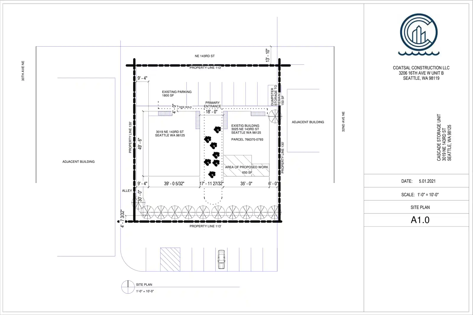 Site plan for 3025 NE 143rd St