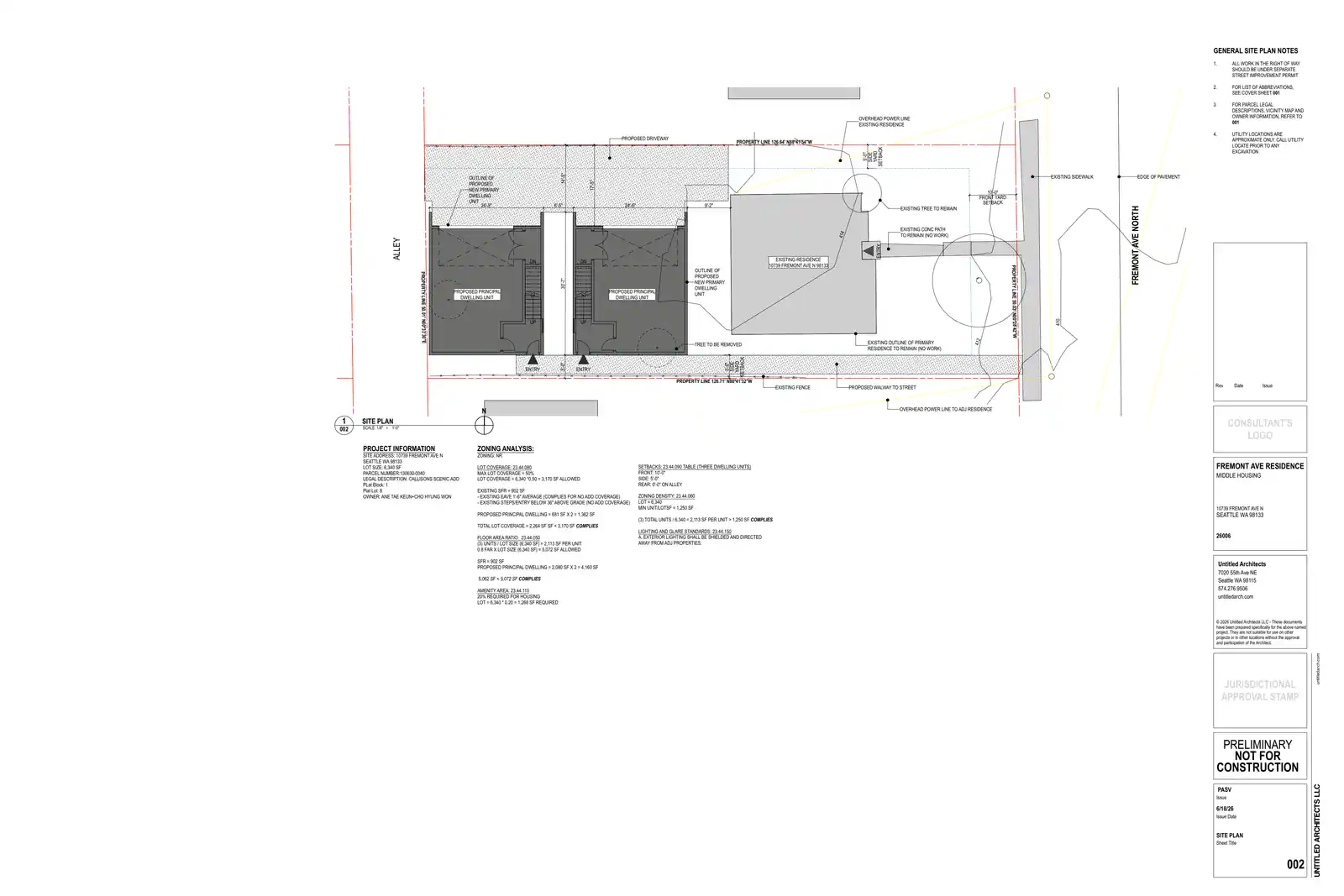 Site plan for 10739 Fremont Ave N