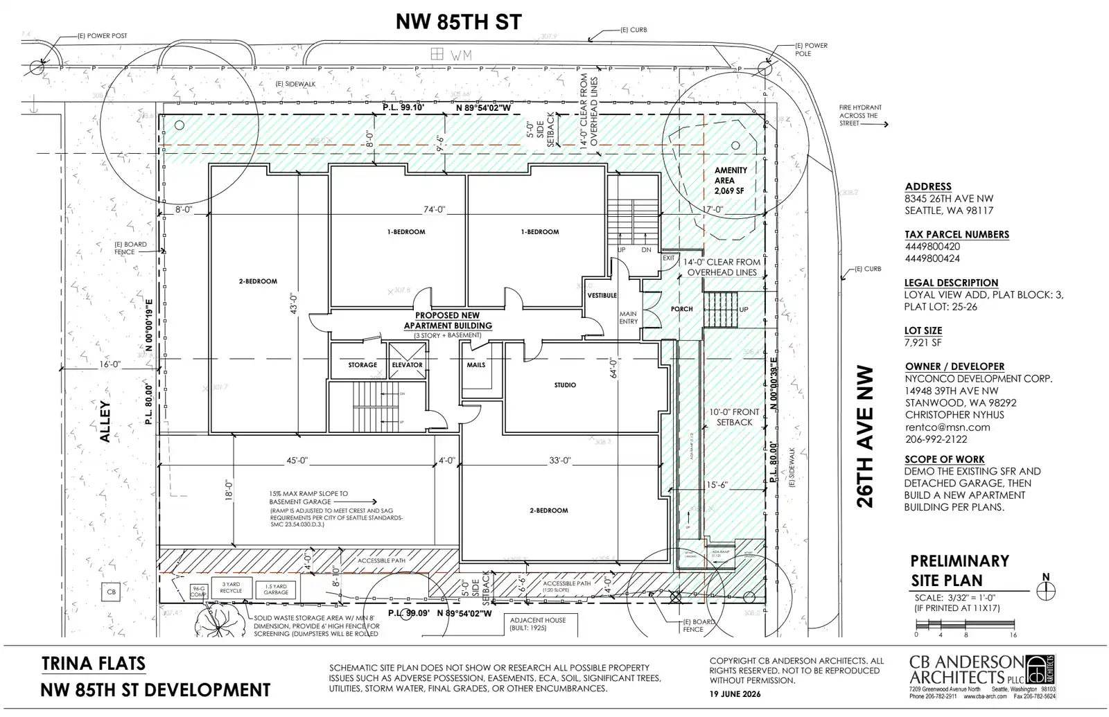 Site plan for 8345 26th Ave NW