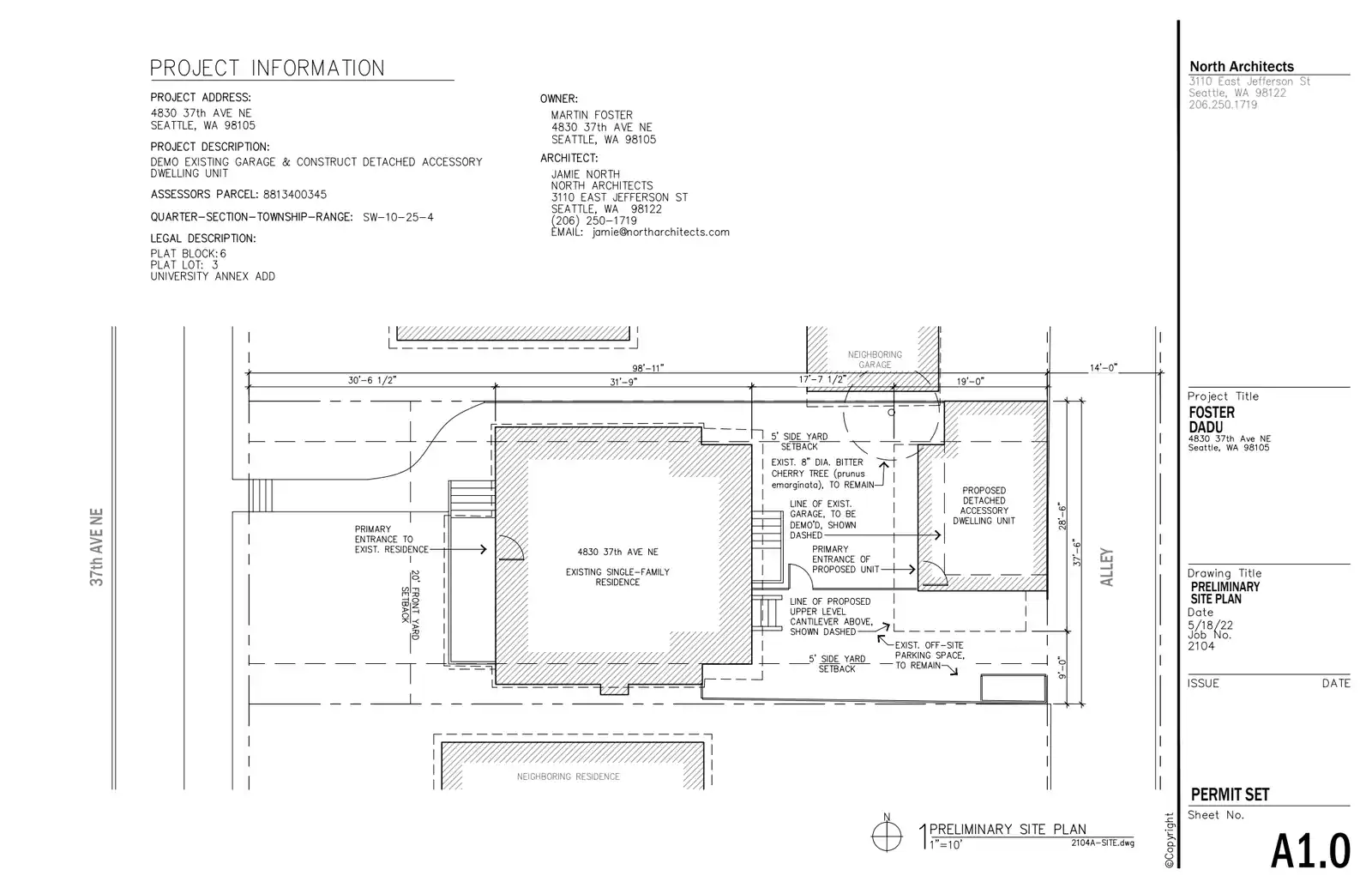 Site plan for 4830 37th Ave NE