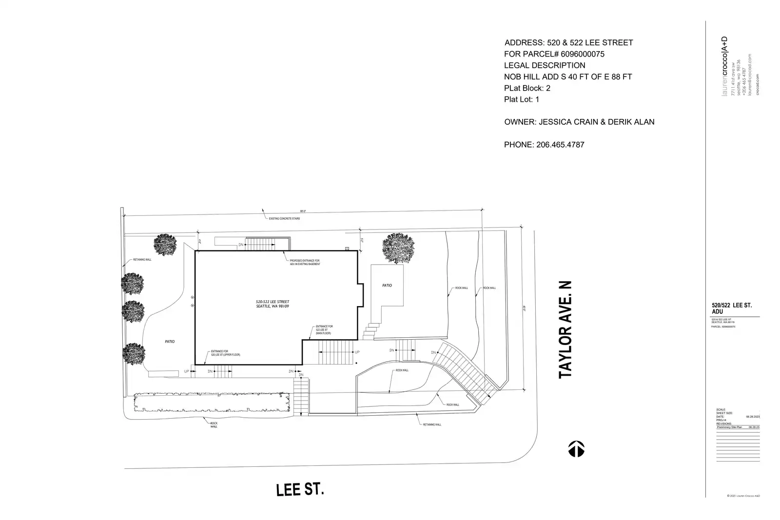 Site plan for 520 Lee St