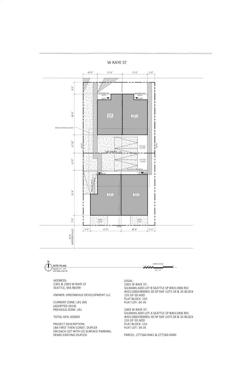 Site plan for 2301 W Raye St