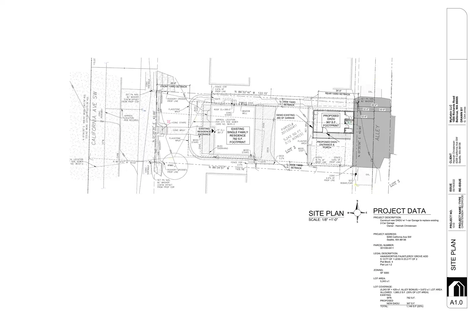 Site plan for 8204 California Ave SW