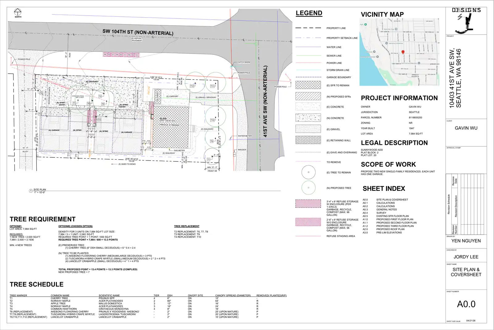 Site plan for 10403 41st Ave SW