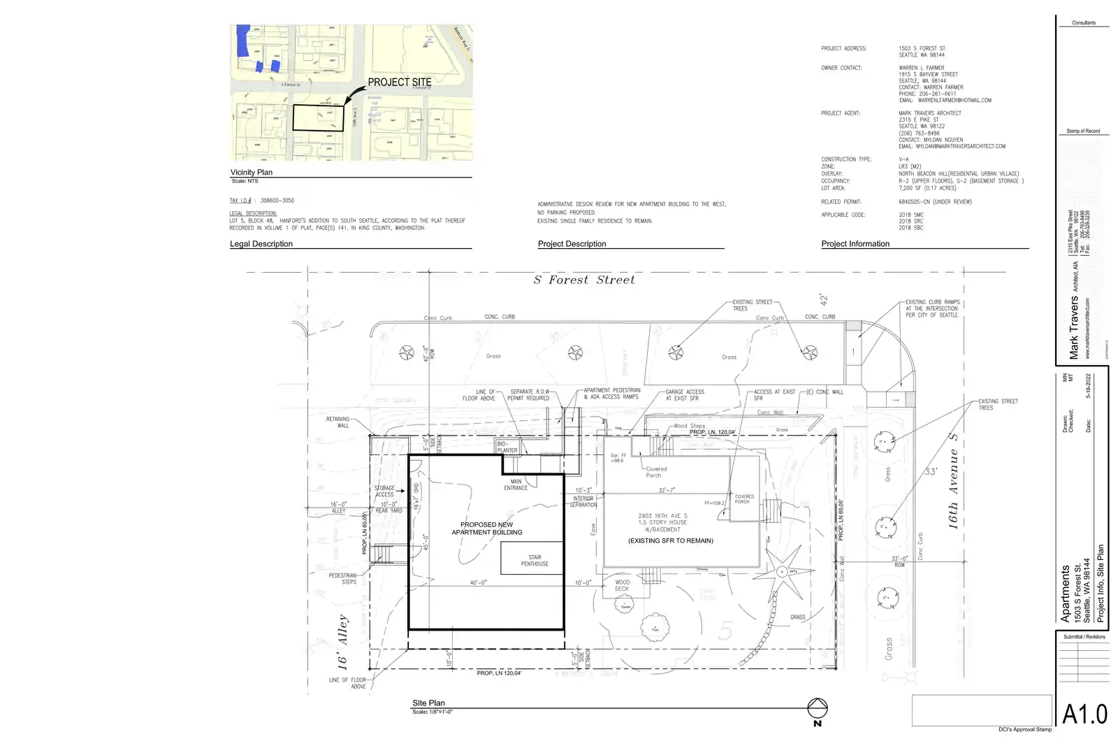 Site plan for 1503 S Forest St