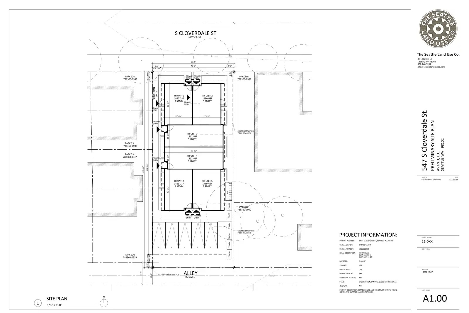 Site plan for 547 S Cloverdale St
