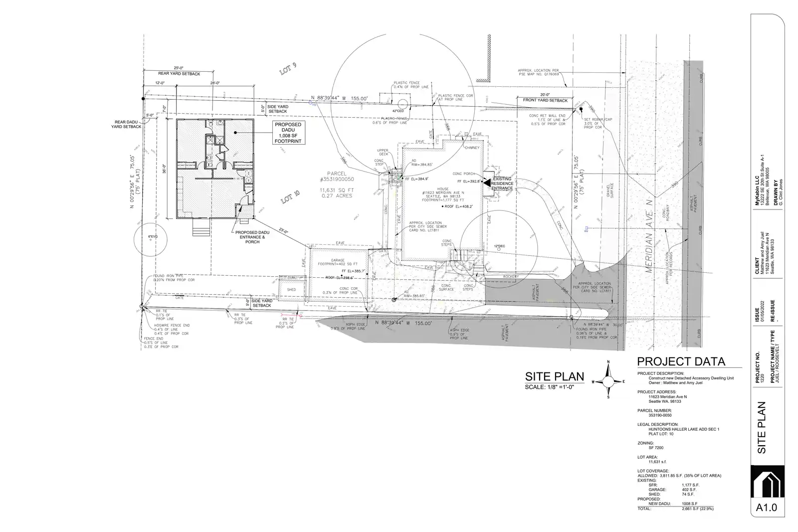 Site plan for 11621 Meridian Ave N