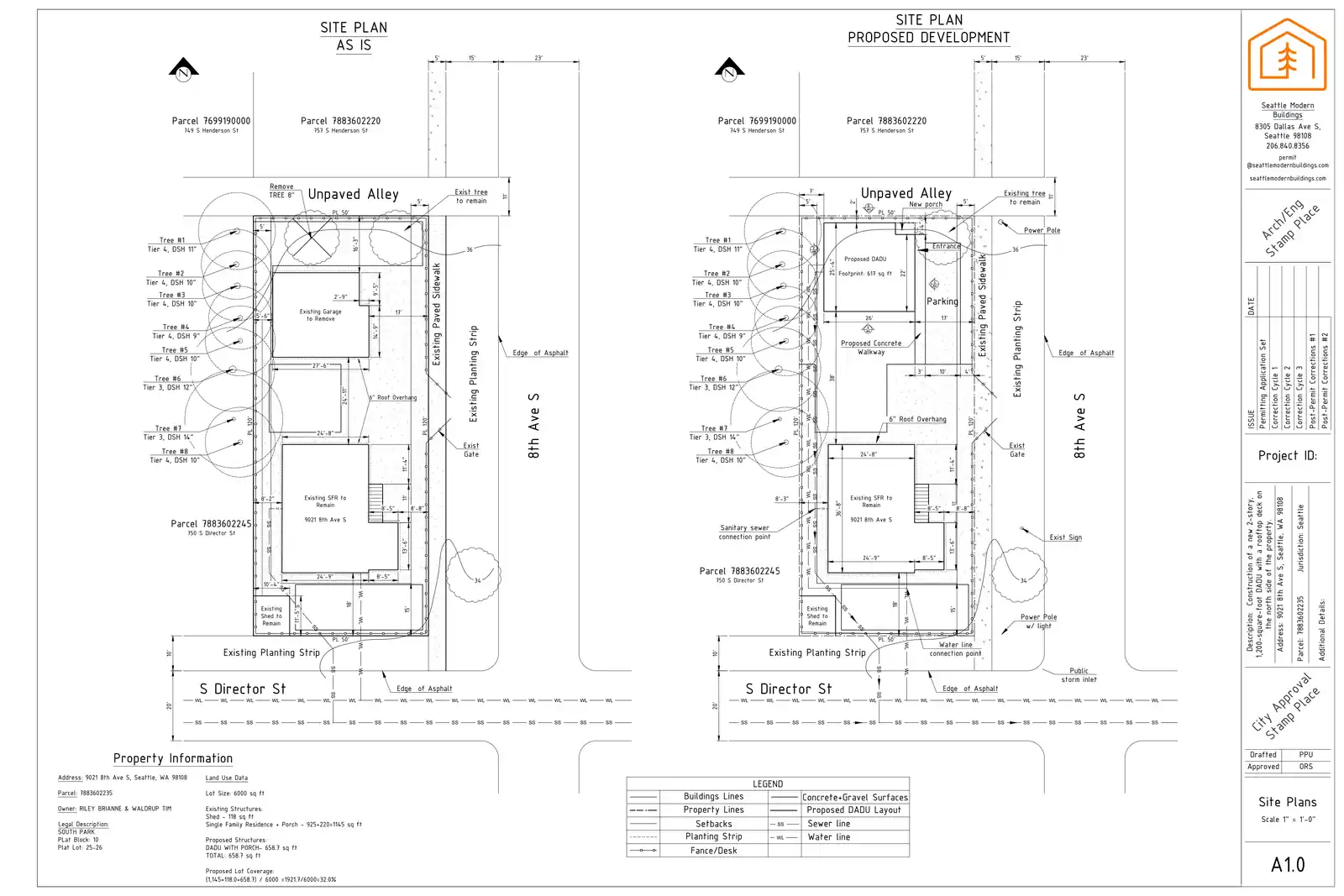 Site plan for 9021 8th Ave S