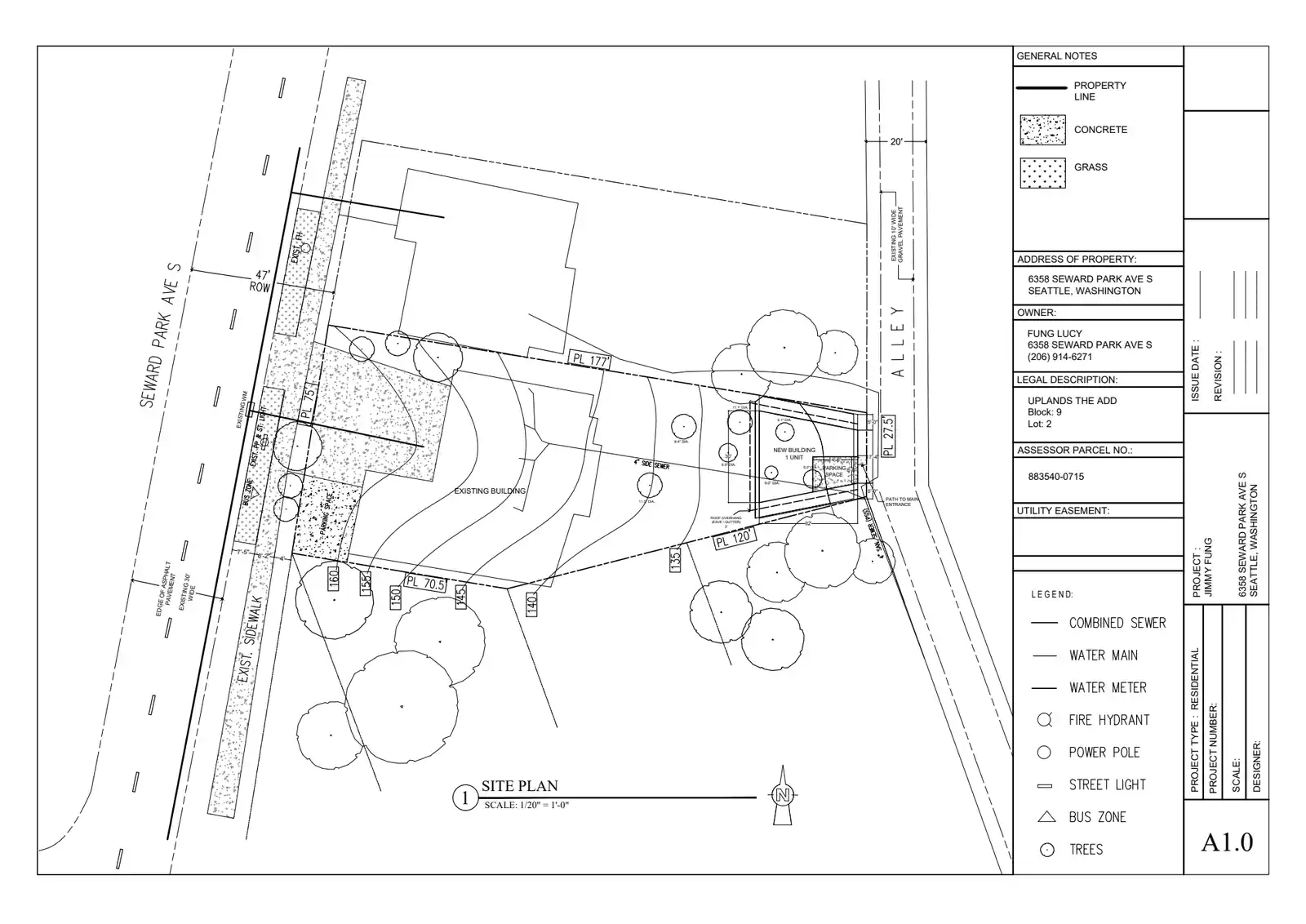 Site plan for 6358 Seward Park Ave S