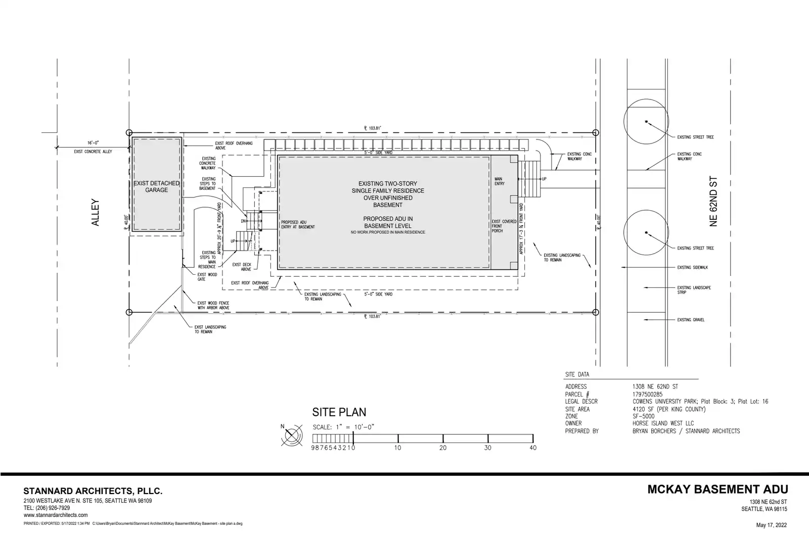 Site plan for 1308 NE 62nd St