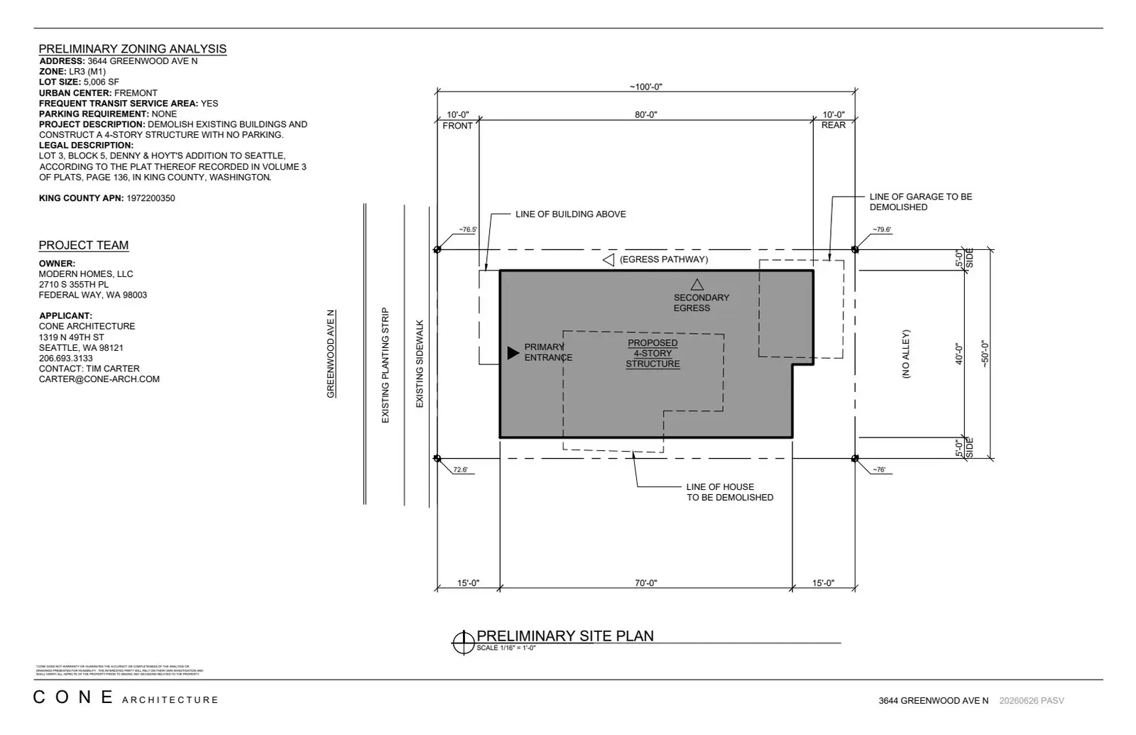 Site plan for 3644 Greenwood Ave N