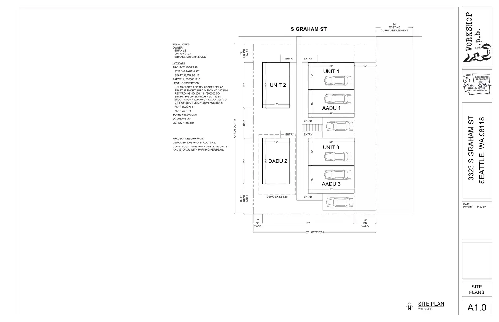 Site plan for 3323 S Graham St