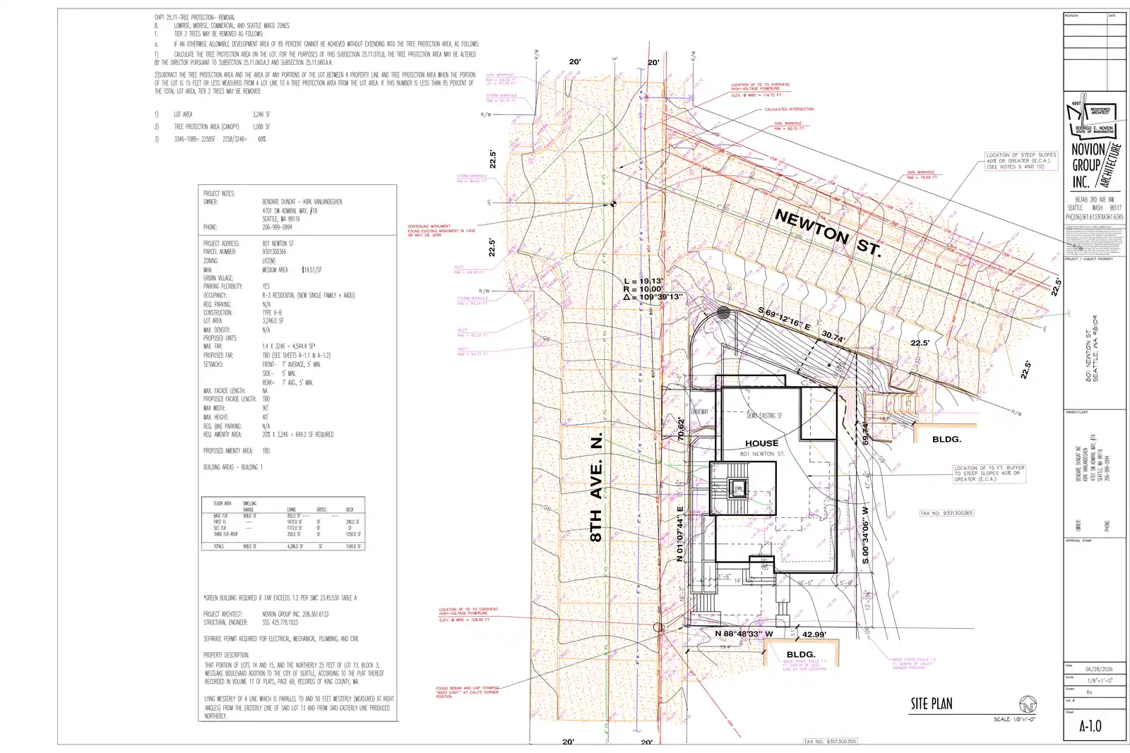 Site plan for 801 Newton St