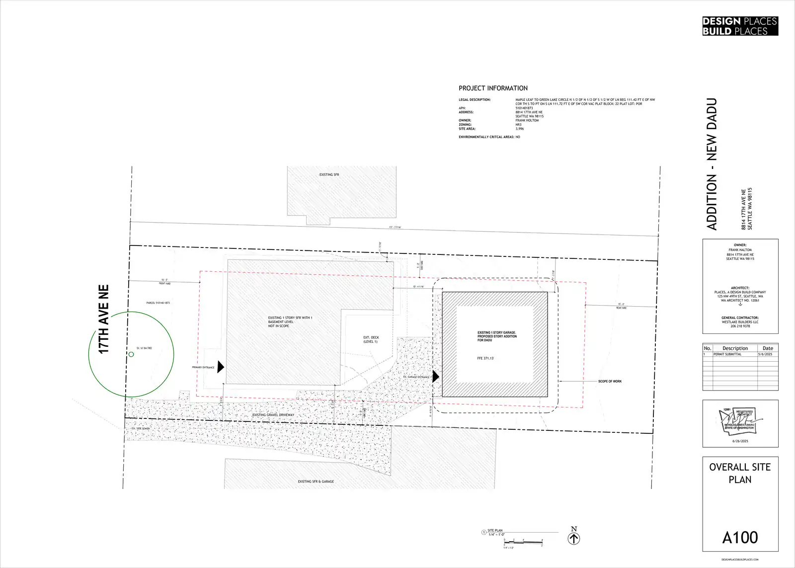 Site plan for 8814 B 17th Ave NE