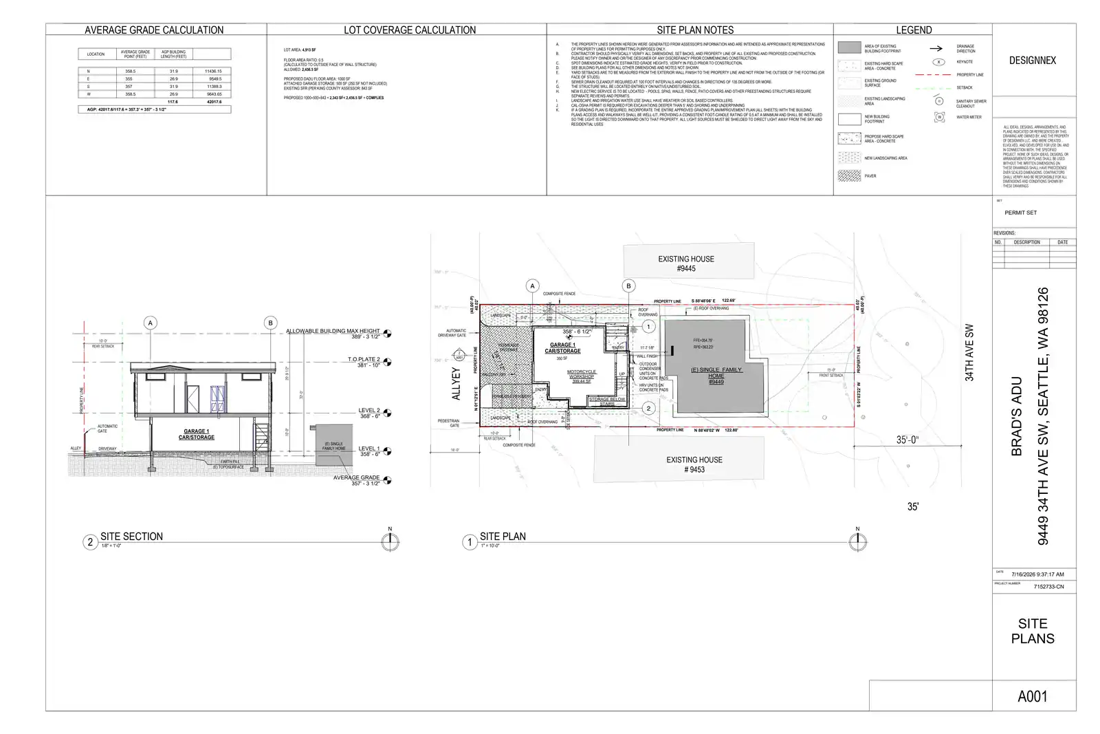 Site plan for 9449 34th Ave SW