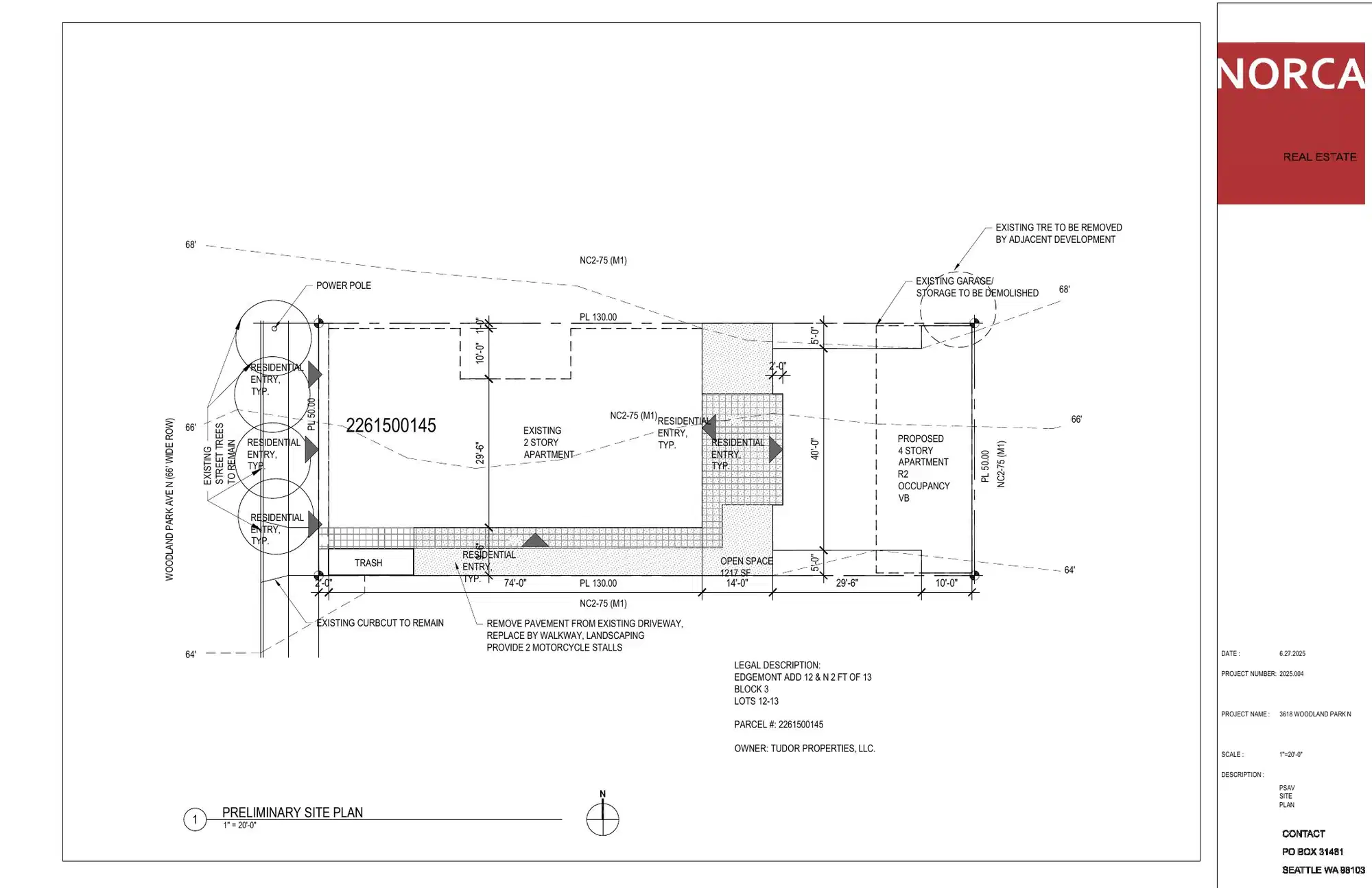 Site plan for 3618 Woodland Park Ave N