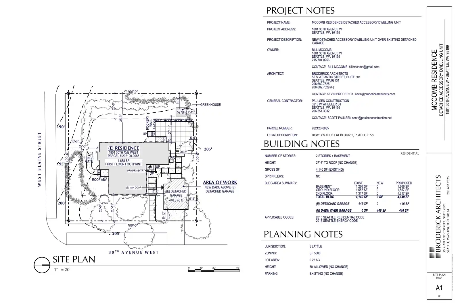 Site plan for 1803 30th Ave W