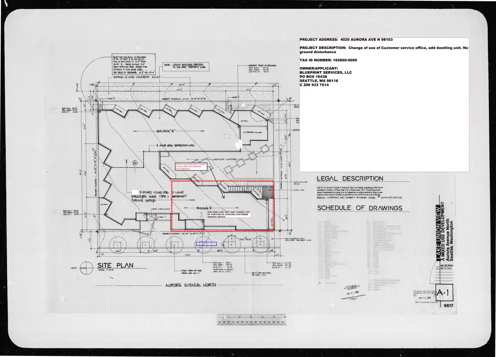 Site plan for 4020 Aurora Ave N