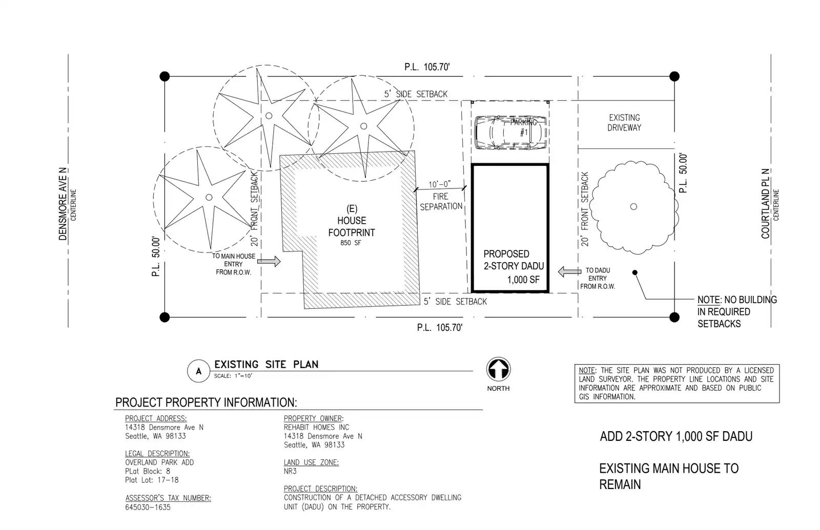 Site plan for 14319 Courtland Pl N